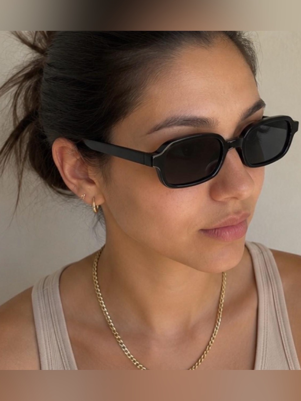 Black Retro Rectangle Y2k Sunglasses Uv400